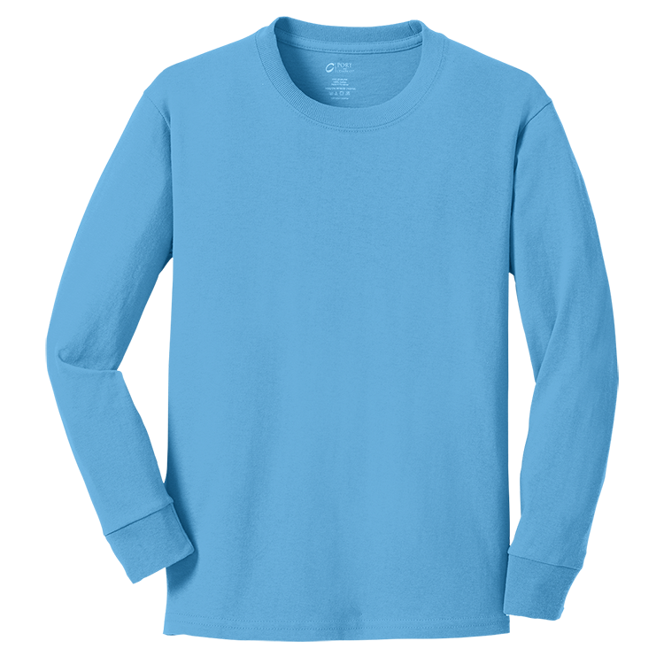Boy's 100% Cotton Long Sleeves Port And Company PC54YLS