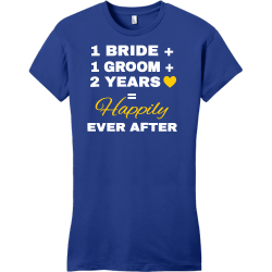 1 Bride + 1 Groom + 2 Years = Happily Ever After - Anniversary T-shirts
