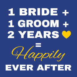 1 Bride + 1 Groom + 2 Years = Happily Ever After - Anniversary T-shirts