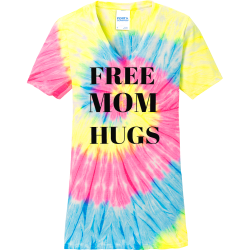 FREE-MOM-HUGS Women's V-Neck Tie-Died T-Shirts | Port And Company LPC147V