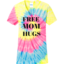 FREE-MOM-HUGS Women's V-Neck Tie-Died T-Shirts | Port And Company LPC147V