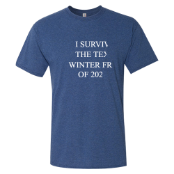I-SURVIVED---THE-TEXAS-WINTER-FREEZE-OF-2021 Design Your Own Screen Printed T-shirt | Mens Jerzees Triblend T-Shirt 601mr