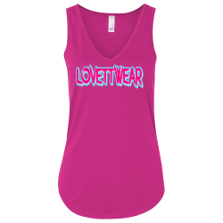 LOVETTWEAR-WOMEN-TANK-PINKPINK LOVETTWEAR WOMEN TANK PINKPINK Womens 65/35 Poly/Cotton Tank Tops Bella 8805