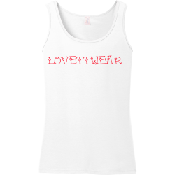 LOVETTWEAR-WOMEN-WHITERED Junior's 100% Cotton Tank Tops Gildan 64200L