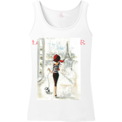 Paris-on-a-tank Junior's 100% Cotton Tank Tops Gildan 64200L