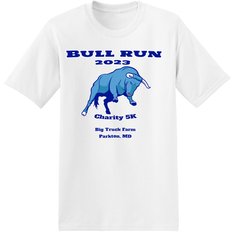 Bull run Charity 5K 2023 Parkton MD Big Truck Farm Men's 50/50 Cotton