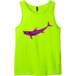 Pink-Disco-Shark Mens 100% Cotton Tank Tops District Threads DT1500